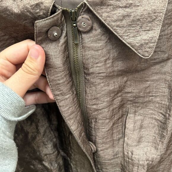 J Jill Petite Belted Metallic Jacket overcoat tie waist collared - Picture 5 of 7